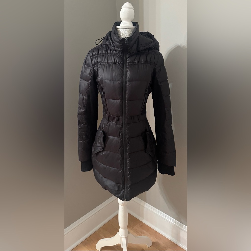 Bebe puffer Black down feather fill hood quilted Coat XS - Picture 3 of 12